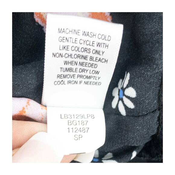 Living Doll LA Black Floral Surplice Blouse Small Flutter Sleeves - Picture 12 of 12